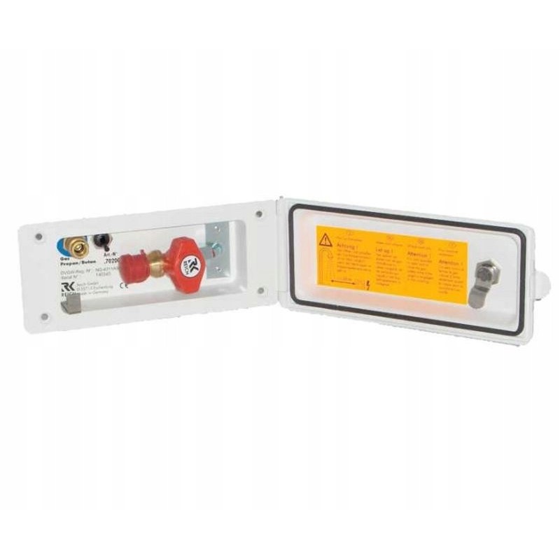 External gas connection for a camper, gray reich