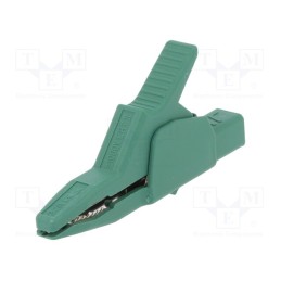 1 pcs x HIRSCHMANN T&M - AK 2 B 2540 GN - Crocodile clip, 34A, green, Grip capac: max.30mm, Socket size: 4mm