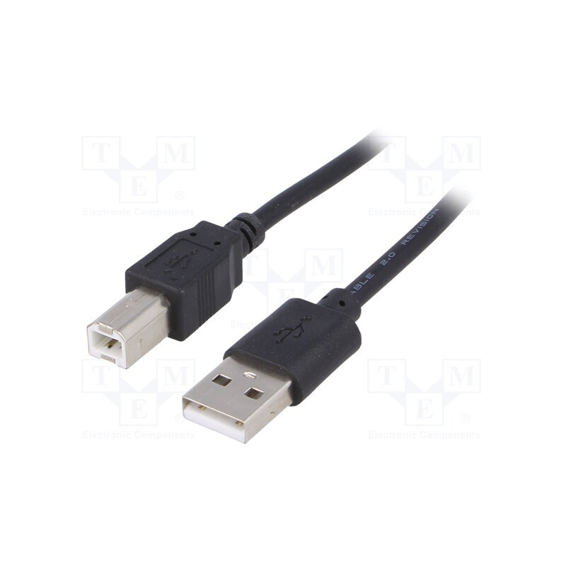 1 pcs x AKYGA - AK-USB-04 - Cable, USB 2.0, USB A plug,USB B plug, nickel plated, 1.8m, black