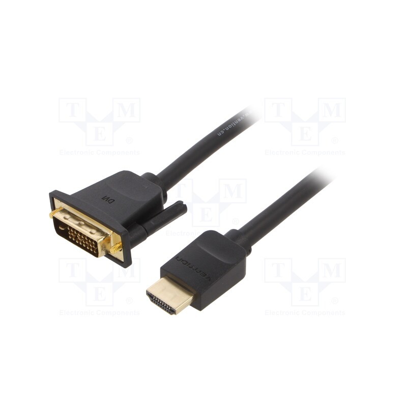 1 pcs x VENTION - ABFBF - Cable, DVI-D (18+1) plug,HDMI plug, 1m, black, 30AWG, Core: Cu