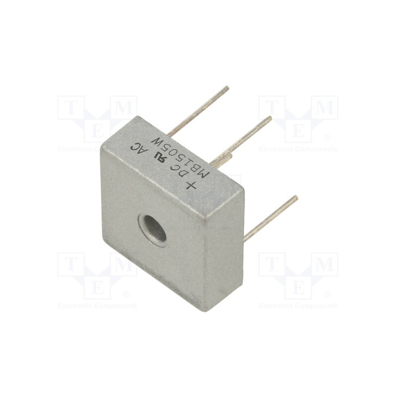 1 pcs x DC COMPONENTS - MB1505W - Bridge rectifier: single-phase, Urmax: 50V, If: 15A, Ifsm: 300A