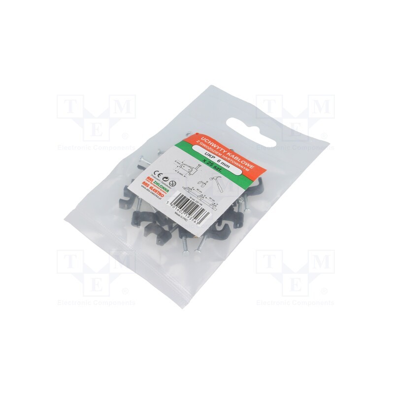 1 pcg x AKS ZIELONKA - 220105 -AS - Holder, white, for flat cable, 100pcs, with a nail, H: 6mm