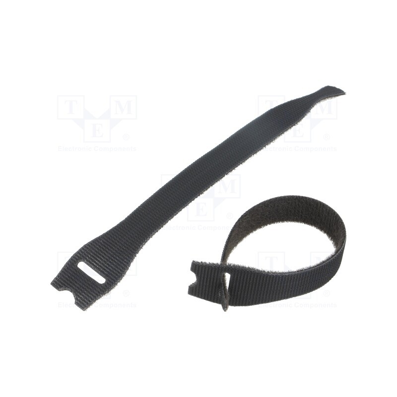 1 pcg x HELLERMANNTYTON - 130-00012 - Hook and loop fastener, L: 150mm, W: 12.5mm, black, 10pcs, -40÷85°C