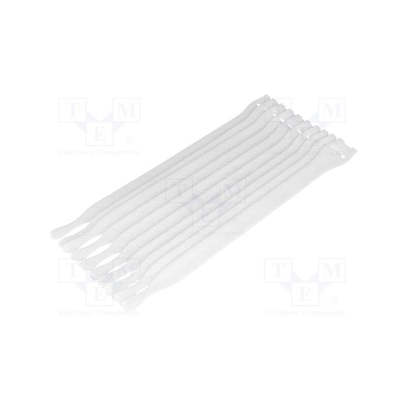 1 pcg x HELLERMANNTYTON - 130-00021 - Hook and loop fastener, L: 200mm, W: 12.5mm, white, 10pcs, -40÷85°C