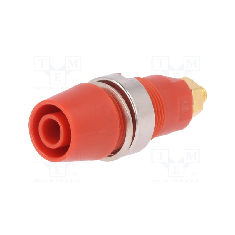 1 pcs x SCHu00dcTZINGER - SAB 6922 AU / RT - Socket, 4mm banana, 32A, 1kV, red, gold-plated, screw, insulated
