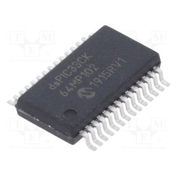 1 pcs x MICROCHIP TECHNOLOGY - DSPIC33CK64MP102-E/SS - IC: dsPIC microcontroller, 64kB, 8kBSRAM, SSOP28, DSPIC, 0.65mm