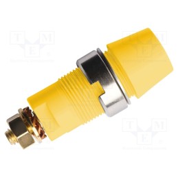 1 pcs x SCHu00dcTZINGER - SAB 6922 AU / GE - Socket, 4mm banana, 32A, 1kV, yellow, gold-plated, screw, insulated