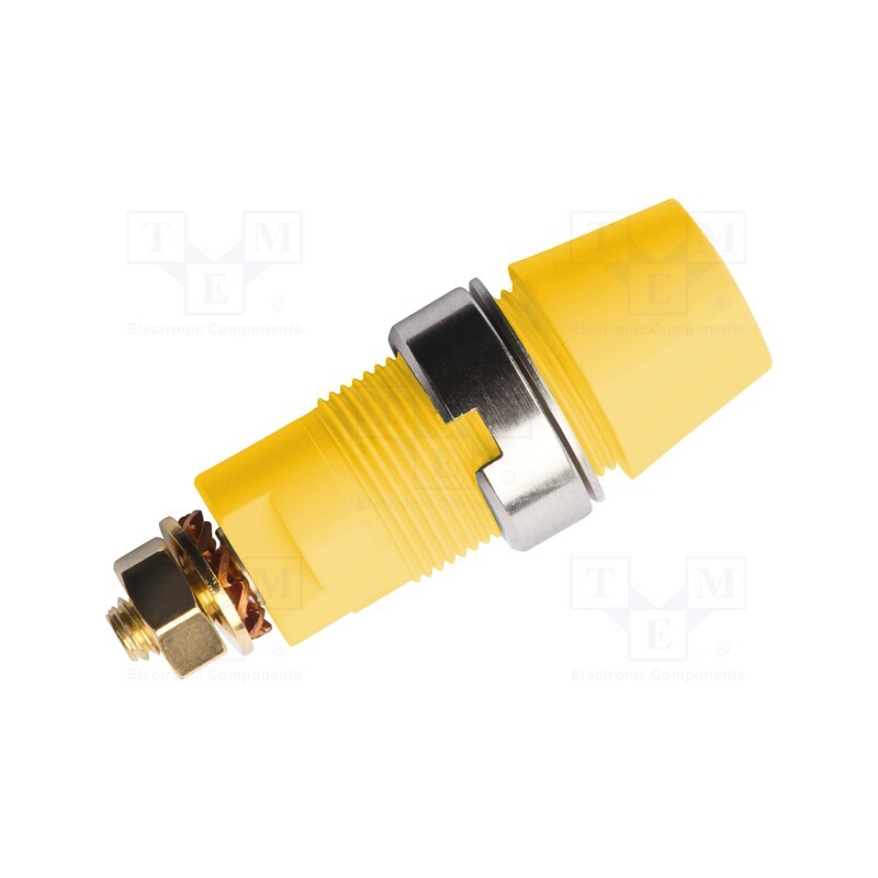 1 pcs x SCHu00dcTZINGER - SAB 6922 AU / GE - Socket, 4mm banana, 32A, 1kV, yellow, gold-plated, screw, insulated