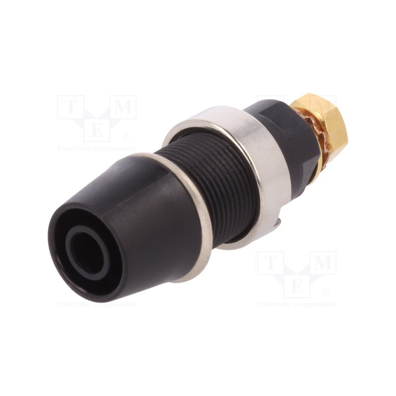 1 pcs x SCHu00dcTZINGER - SAB 6922 AU / SW - Socket, 4mm banana, 32A, 1kV, black, gold-plated, screw, insulated