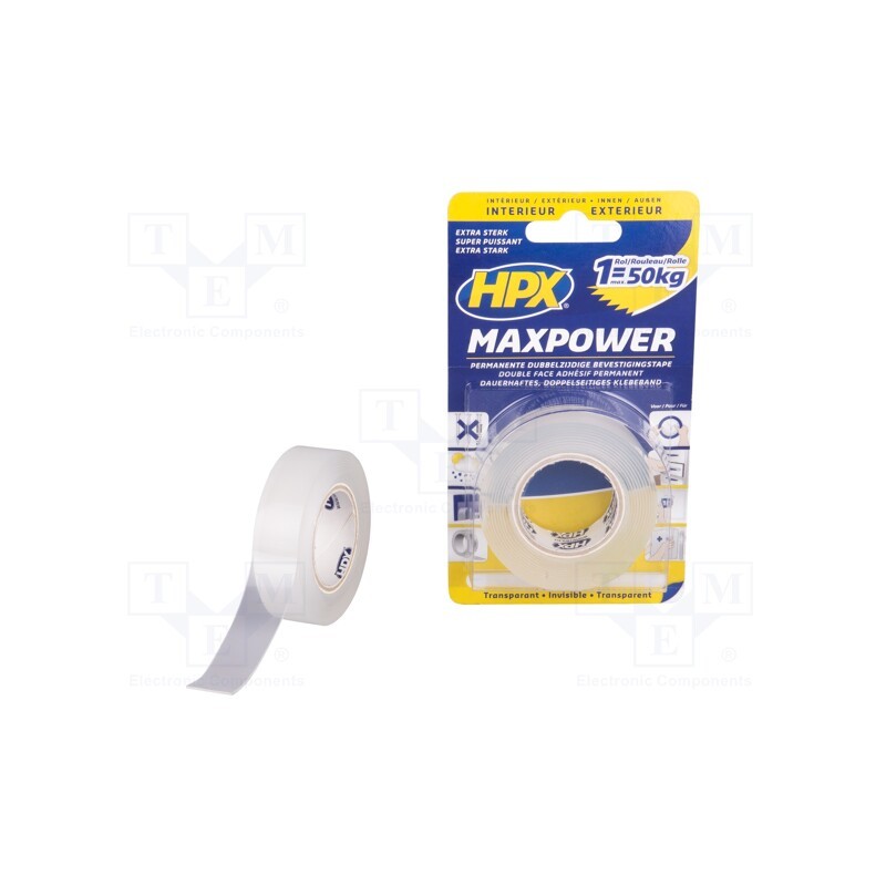 1 rol x HPX - HT1902 - Tape: fixing, W: 19mm, L: 2m, Thk: 1000um, double-sided, acrylic