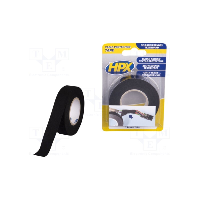 1 rol x HPX - TP1910 - Tape: textile, W: 19mm, L: 10m, black, Application: bundling