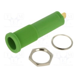 1 pcs x SCHu00dcTZINGER - HSEB 3125 L AU / GN - Socket, 4mm banana, 16A, 6000V, green, gold-plated, on panel