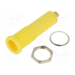 1 pcs x SCHu00dcTZINGER - HSEB 3125 L AU / GE - Socket, 4mm banana, 16A, 6000V, yellow, gold-plated, on panel