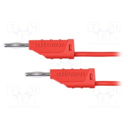 1 pcs x SCHu00dcTZINGER - MFK 11 / 0.5 / 100 / RT - Test lead, 70VDC, 33VAC, 10A, banana plug 2mm,both sides, Len: 1m