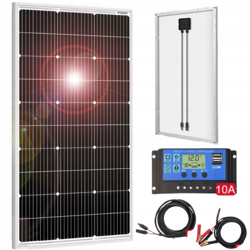 Solar photovoltaic panel 100w 18v set controller cables