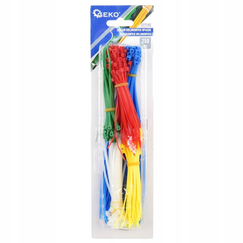 Set of 250 color nylon cable ties