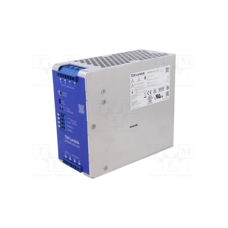 1 pcs x TDK-LAMBDA - DRB480-48-3-A0 - Power supply: switched-mode, for DIN rail, 480W, 48VDC, 10A, DRB