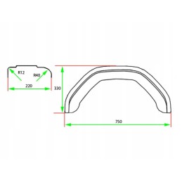Trailer fender, wheel arch, 75x33x22cm trailer