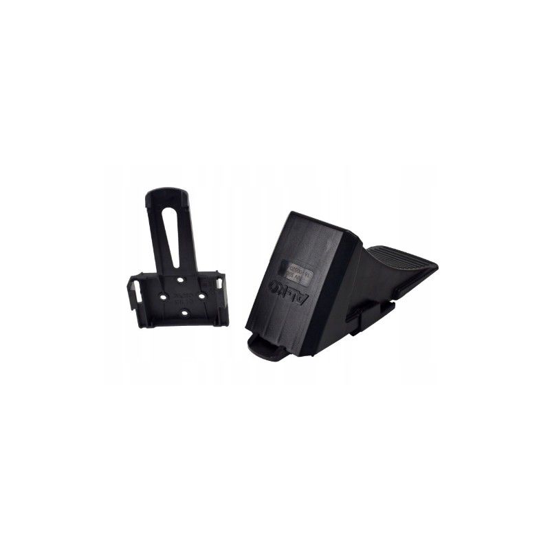 A wheel chock for a tow truck trailer and a handle