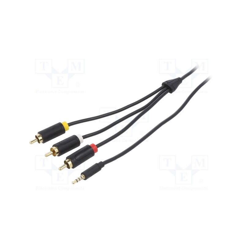 1 pcs x VENTION - BCJBH - Cable, Jack 3.5mm plug,RCA plug x3, 2m, Plating: gold-plated