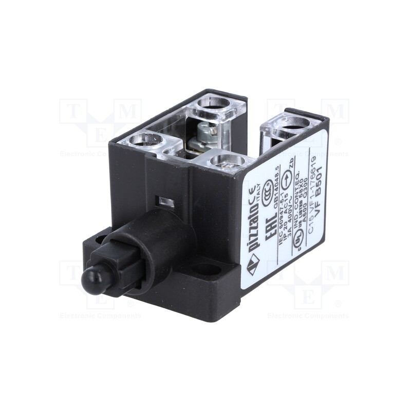 1 pcs x PIZZATO ELETTRICA - VF B501 - Limit switch, plastic plunger, NO + NC, 10A, max.400VAC, IP20