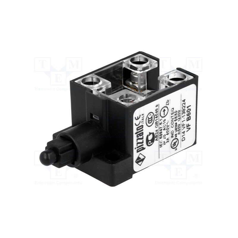 1 pcs x PIZZATO ELETTRICA - VF B601 - Limit switch, plastic plunger, NO + NC, 10A, max.400VAC, IP20
