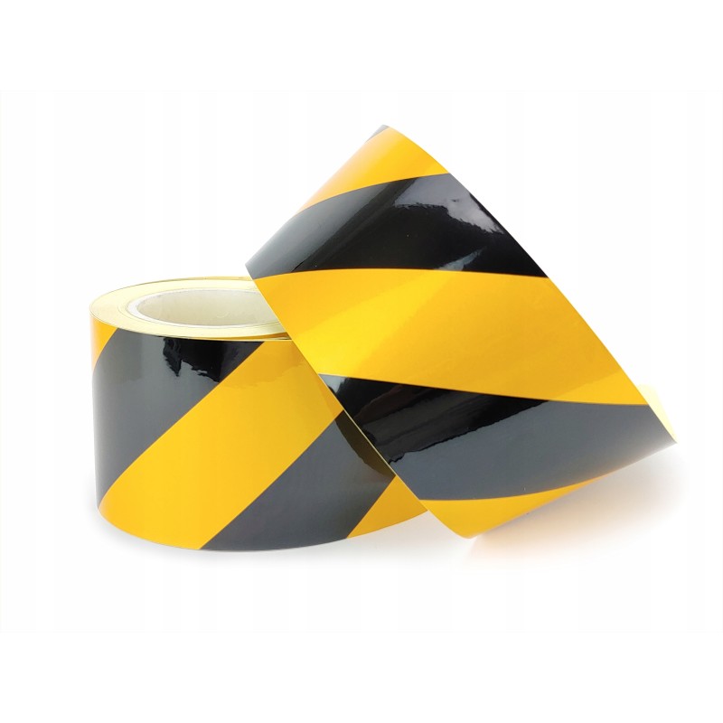 Reflective self-adhesive tape, yellow and black, 10 cm