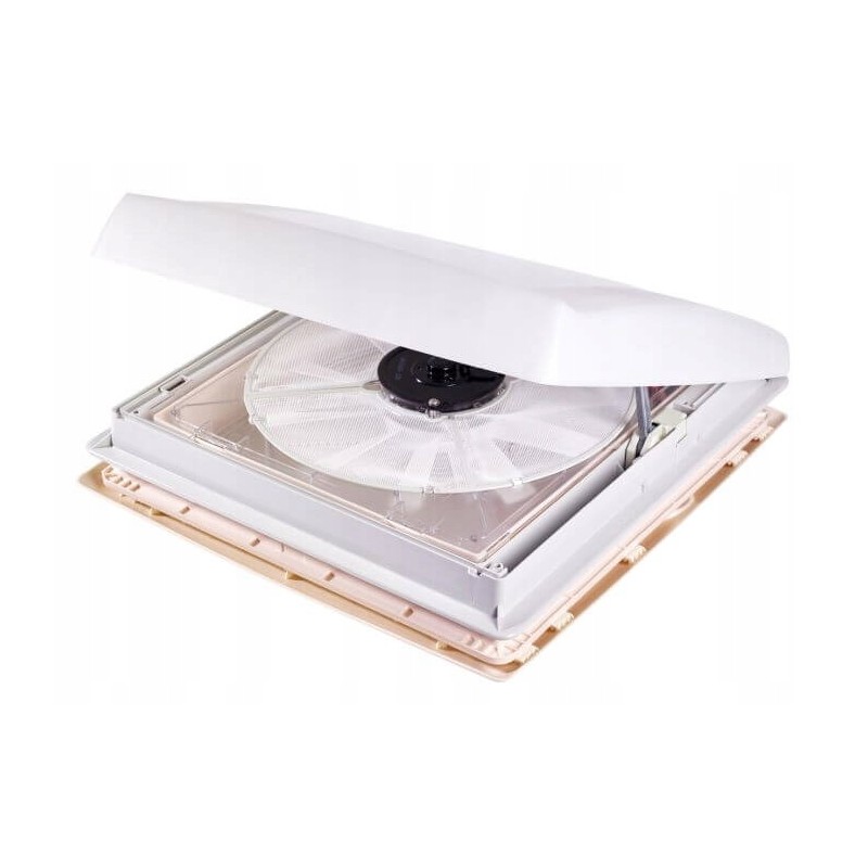 Roof window with vent motorized thule fan