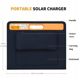 Portable solar panel 120w 12v 2xusb 160x53 5cm