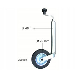 Solid rubber support wheel for a caravan