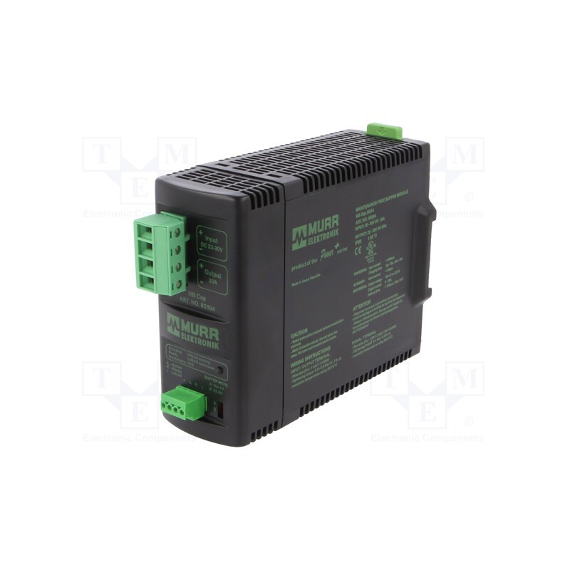 1 pcs x MURR ELEKTRONIK - 85394 - Module: buffer, 22÷28VDC, 20A, 23÷30VDC, for DIN rail mounting