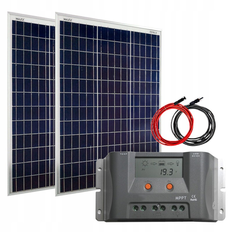 Solar panel set 2x50w 12v regulator 2xusb