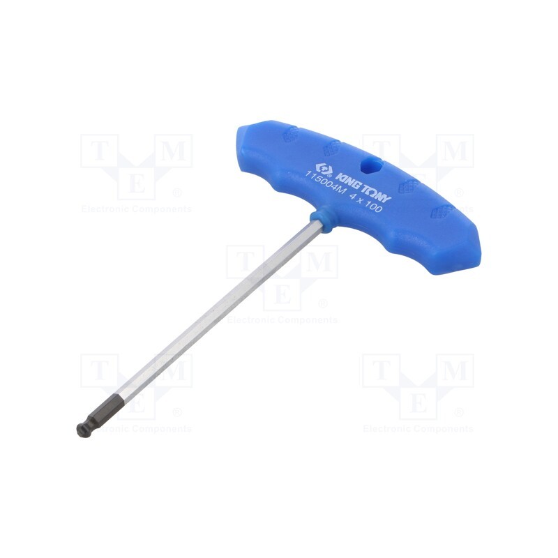 1 pcs x KING TONY - 115004MR - Wrench, hex key,spherical, HEX 4mm, Overall len: 137mm