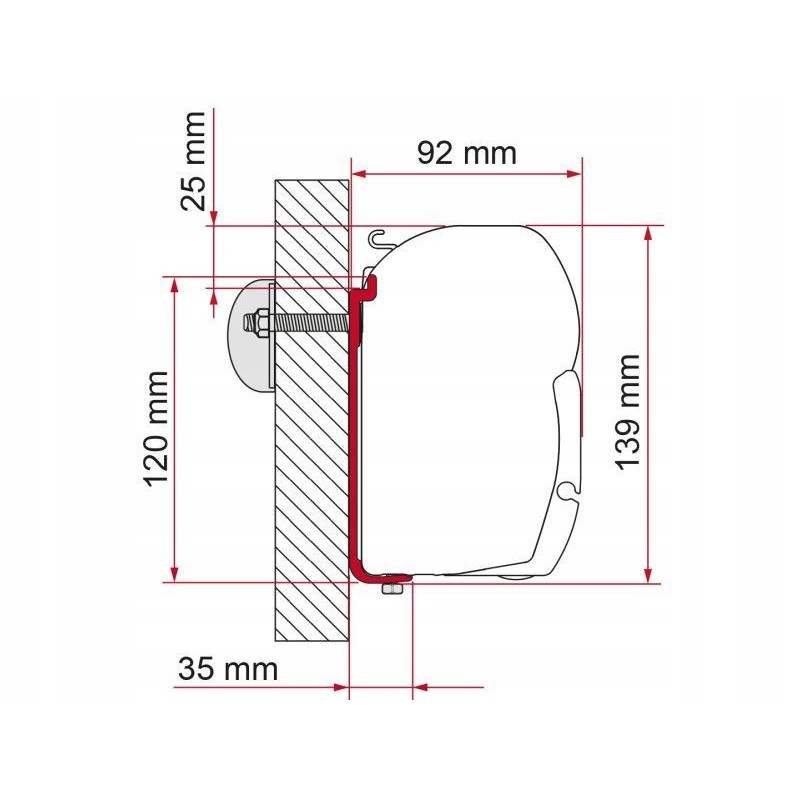 Adapter for awning f45 as 450 fiamma