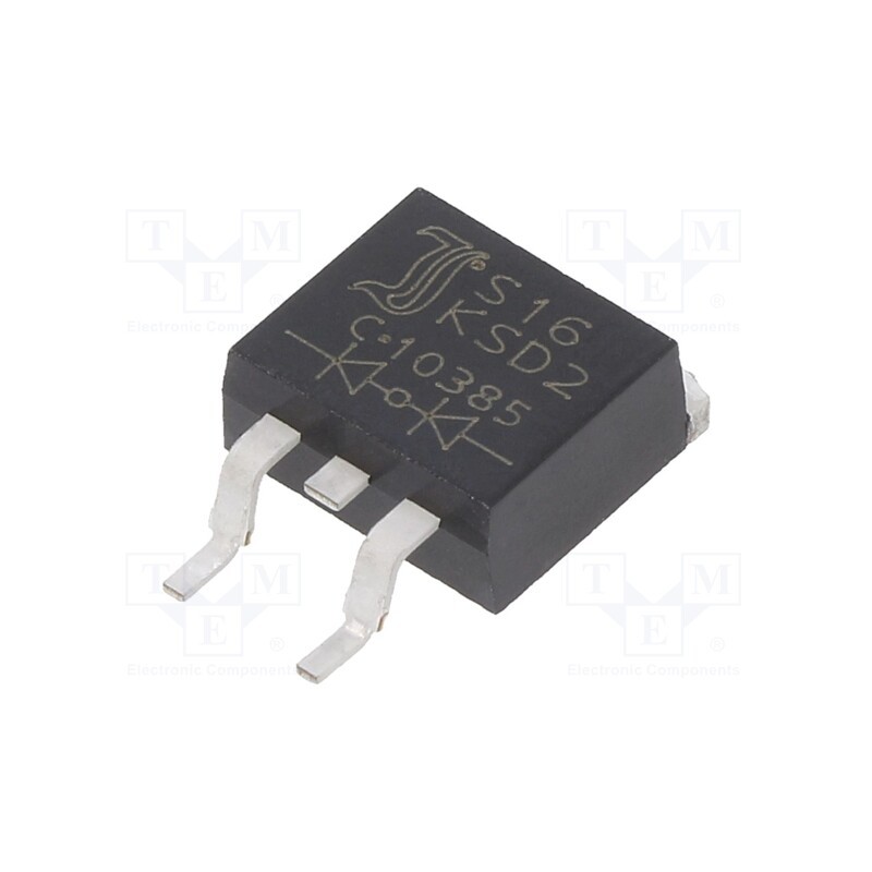 1 pcs x DIOTEC SEMICONDUCTOR - S16KSD2 - Diode: rectifying, SMD, 800V, 8Ax2, 1.5us, D2PAK, Ufmax: 1.1V, Ir: 5uA