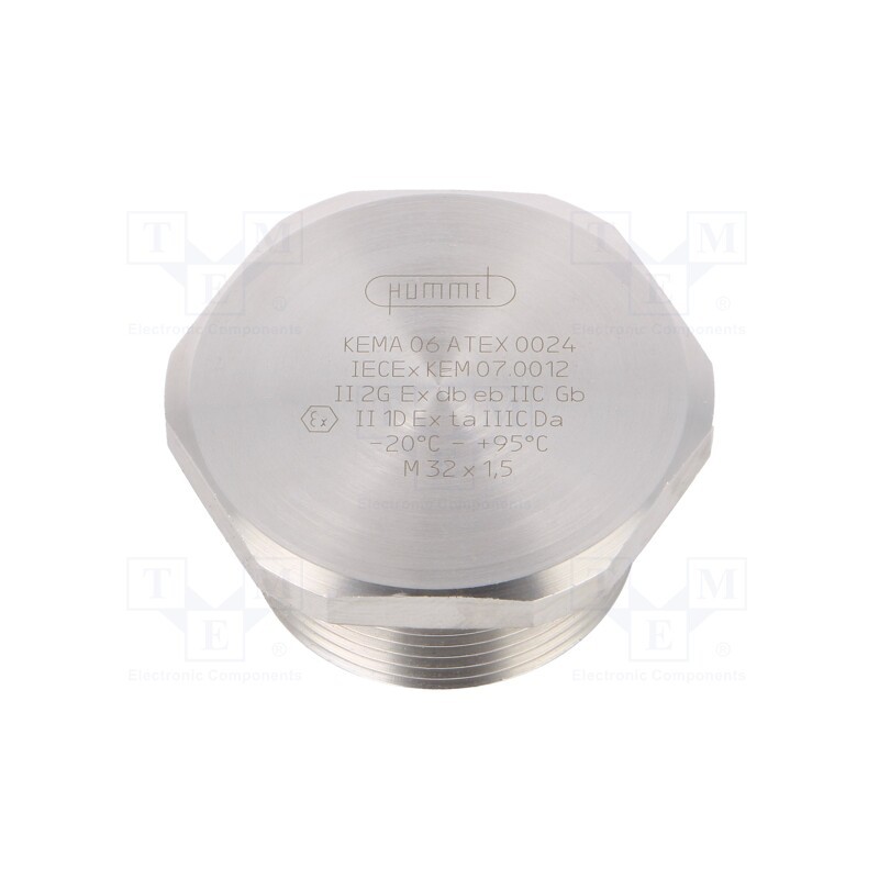 1 pcs x HUMMEL - 1.895.3200.50 - Stopper, M32, 1.5, IP68, stainless steel, V-INOX-Ex-d, with seal