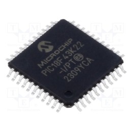 1 pcs x MICROCHIP TECHNOLOGY - PIC18F43K22-I/PT - IC: PIC microcontroller, 64MHz, 2.3÷5.5VDC, SMD, TQFP44, PIC18
