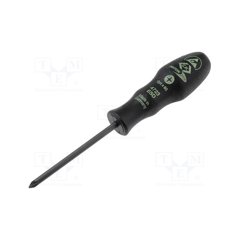 1 pcs x C.K - T4723ESD 0 - Screwdriver, Pozidriv®, PZ0, ESD, Blade length: 60mm