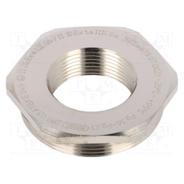 1 pcs x HUMMEL - 1.078.3621.01 - Reduction of threads for glands, Int.thread: PG21, brass, nickel