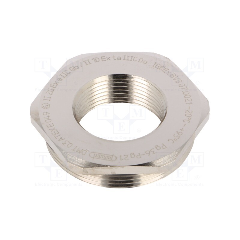 1 pcs x HUMMEL - 1.078.3621.01 - Reduction of threads for glands, Int.thread: PG21, brass, nickel
