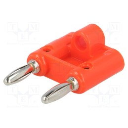 1 pcs x MUELLER ELECTRIC - BU-00247-2 - Stackable safety shunt, 4mm banana, banana 4mm plug x2, 15A, red