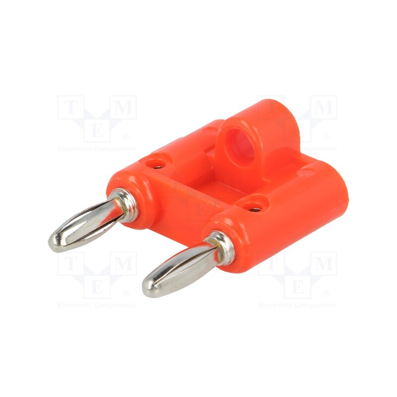 1 pcs x MUELLER ELECTRIC - BU-00247-2 - Stackable safety shunt, 4mm banana, banana 4mm plug x2, 15A, red