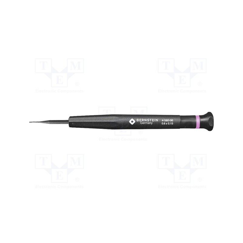 1 pcs x BERNSTEIN - 4-380-06 - Screwdriver, slot, precision, 0,6x0,15mm, Blade length: 17mm