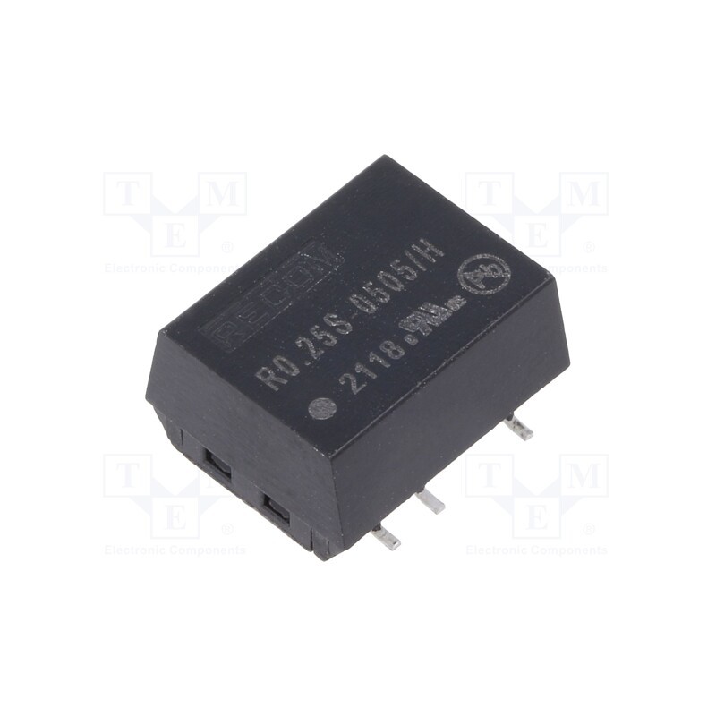 1 pcs x RECOM - R0.25S-0505/H - Converter: DC/DC, 0.25W, Uin: 4.5÷5.5V, Uout: 5VDC, Iout: 50mA, SMD