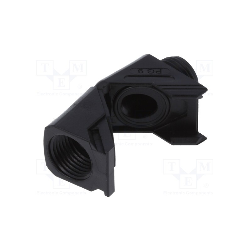 1 pcs x HUMMEL - 1.315.0901.11 - Connector, angular, PG9, PG9, IP68, polyamide, black, Snap Elbow