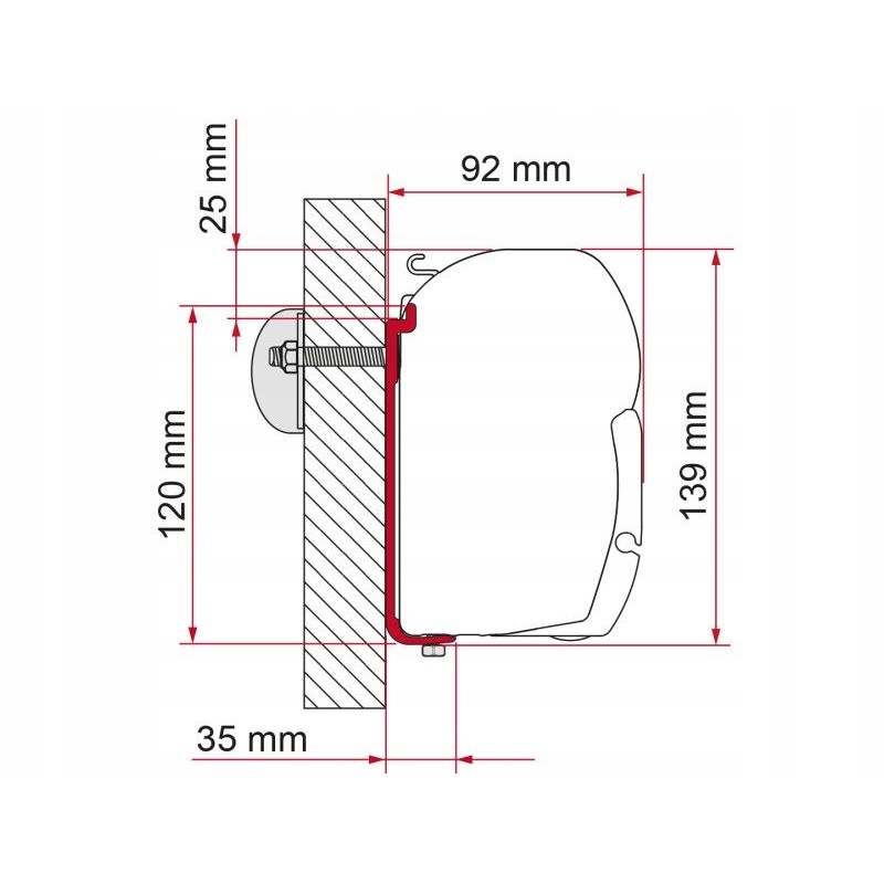 Adapter for the f45 as 450 fiamma trailer awning