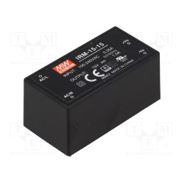 1 pcs x MEAN WELL - IRM-15-15 - Converter: AC/DC, 15W, 85÷264VAC, Usup: 120÷370VDC, Uout: 15VDC