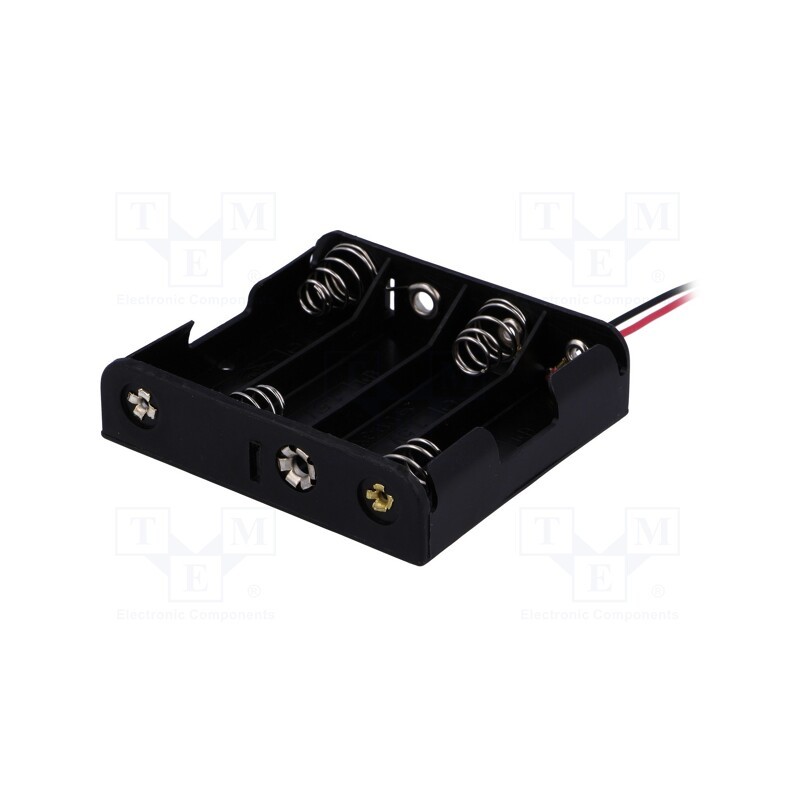 1 pcs x COMF - BH-341-1A - Holder, AA,R6, Batt.no: 4, cables, black, 150mm