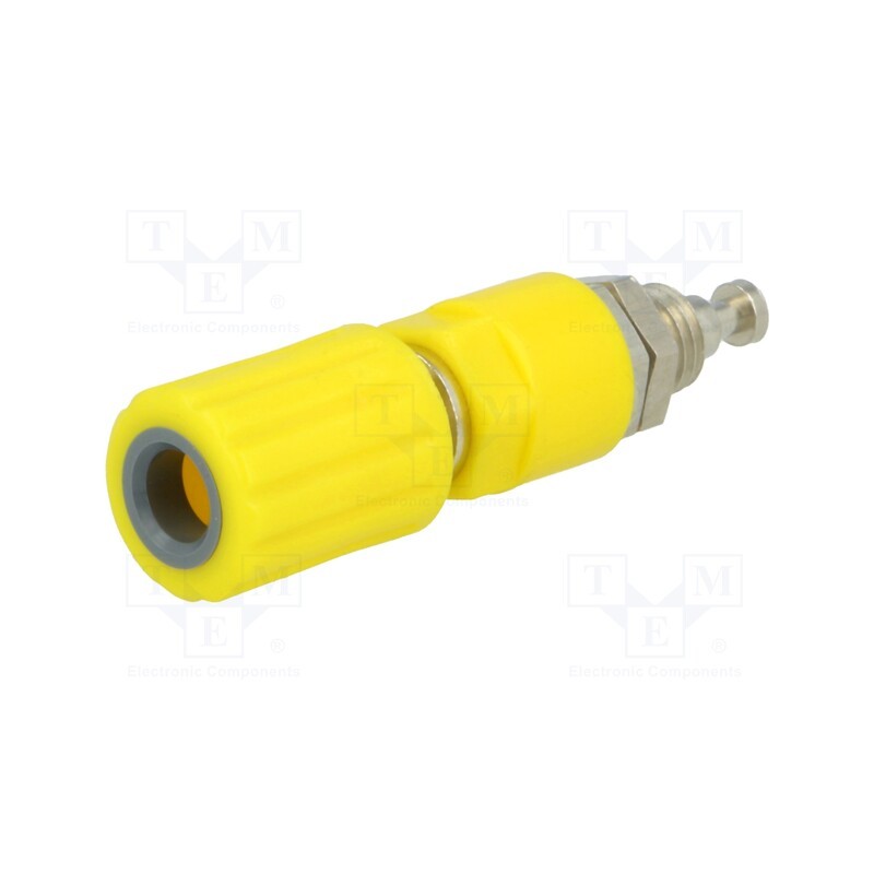 1 pcs x ELECTRO-PJP - 3250-I-GE - Socket, 4mm banana, 36A, Cutout: Ø8mm, yellow, nickel plated, 5mΩ