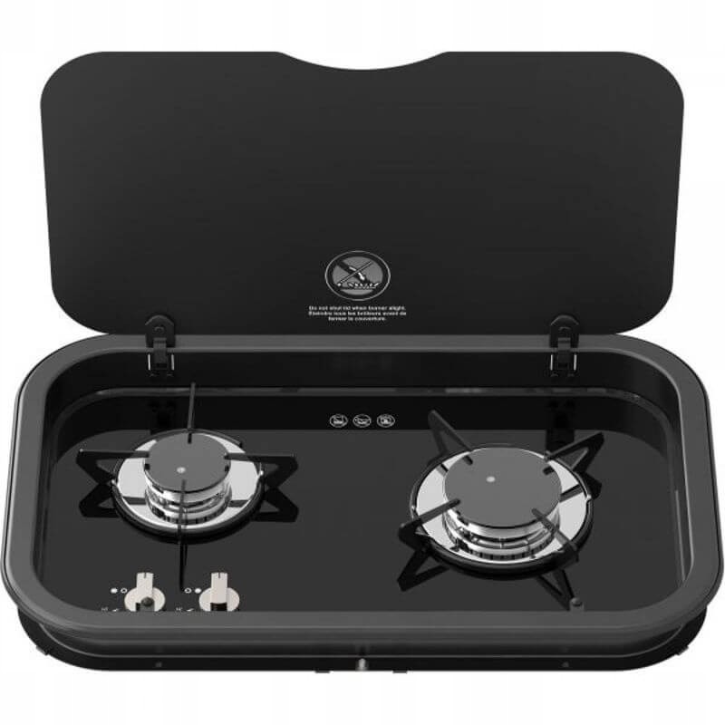 2-burner stove with cover, series 165, horizontal